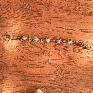 Vintage Brighton Braided Leather Belt with Heart Accents